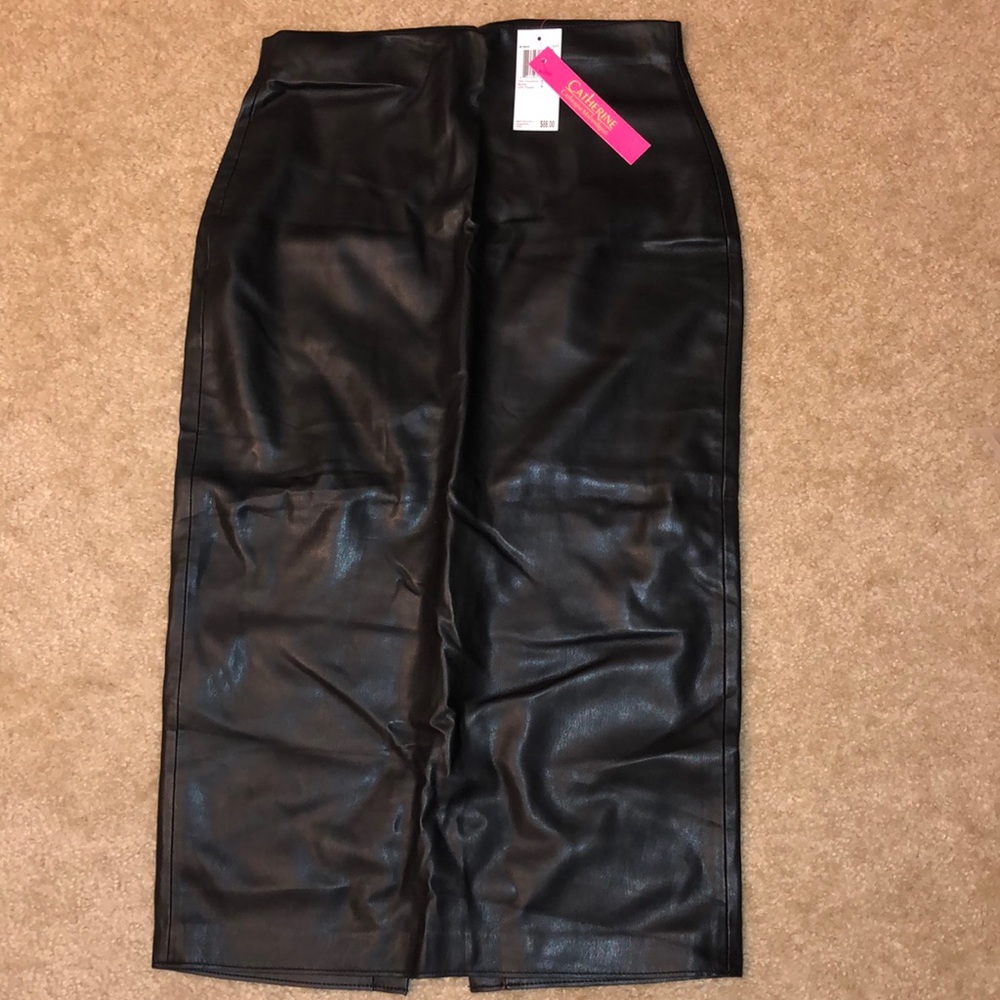 Mid skirt faux leather